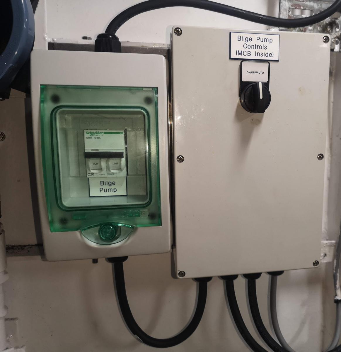 Bilge pump control wiring.